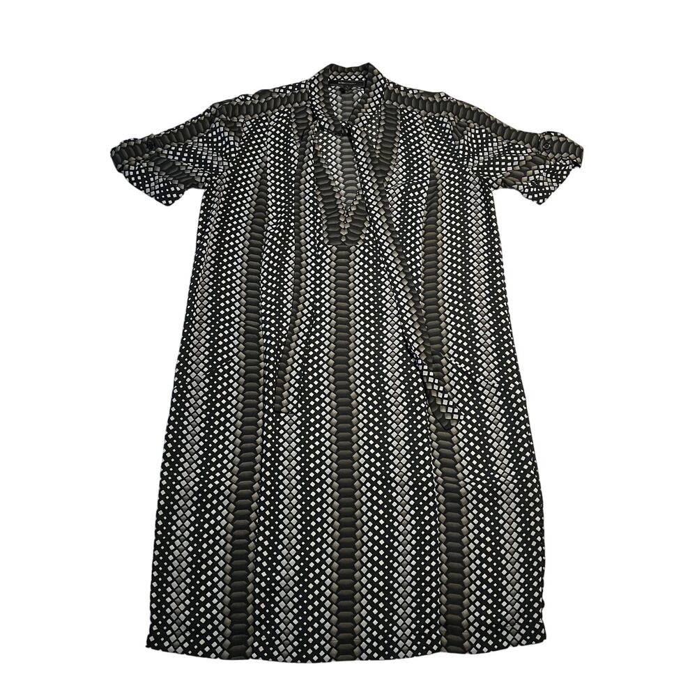 BCBG Maxazria Snake Print Neck Tie Knee Length Dress Size S Y2K Trendy Edgy